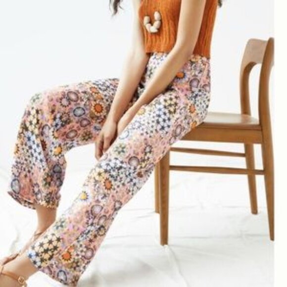 NWT - Anthropologie Geometric / Kaleidoscope Wide Leg Pants Size 10 NEW - Picture 1 of 8